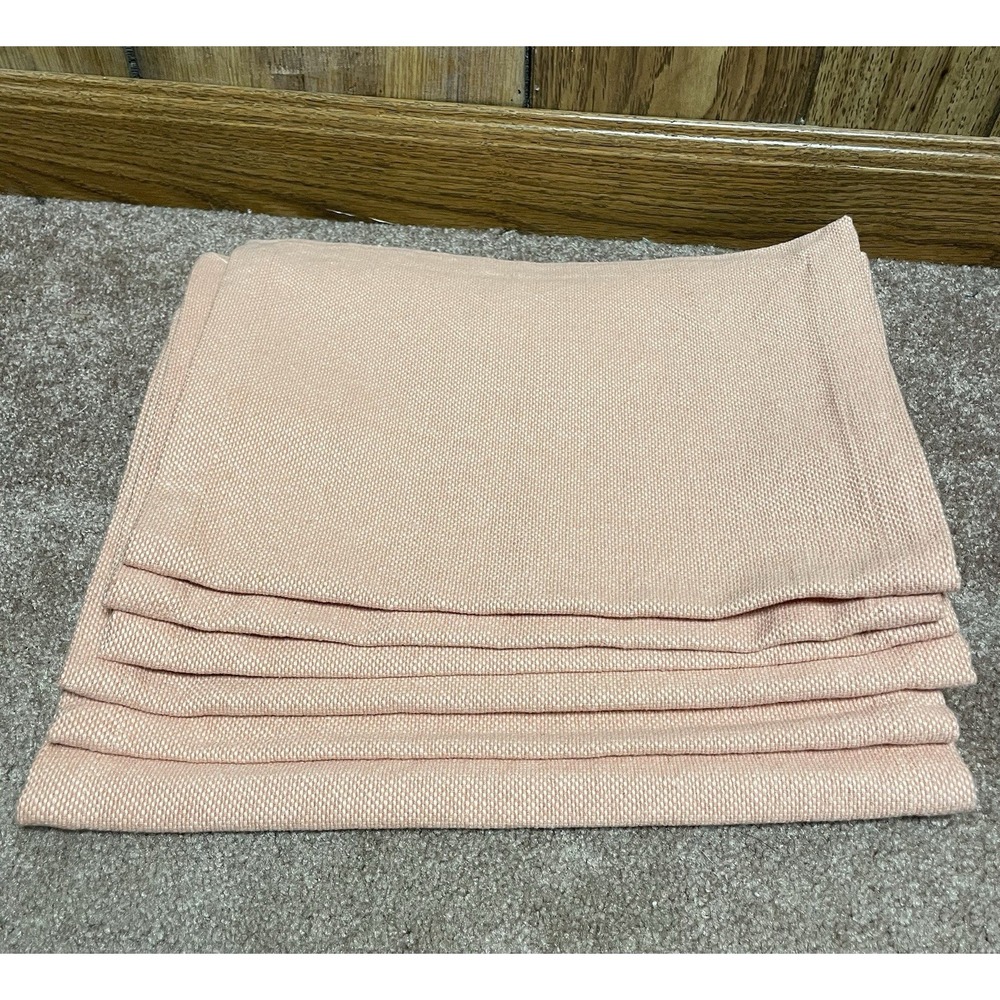 Pier 1 Imports Placemats Napperon set 6 Cotton Peach Coral Beach Summer